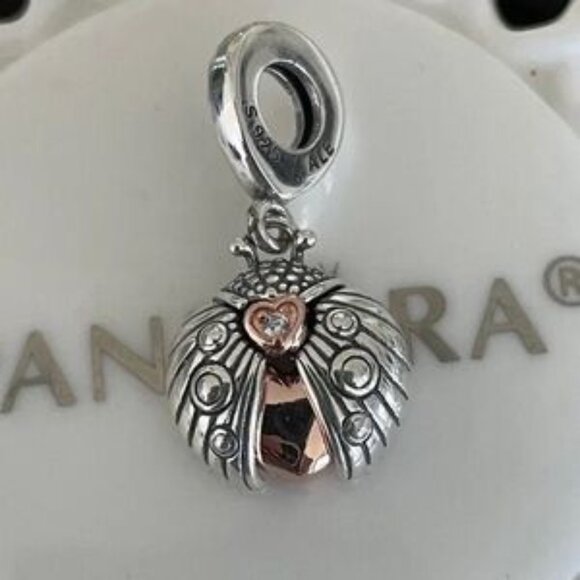 Pandora Silver and Rose Gold Heart Charm - Picture 3 of 4